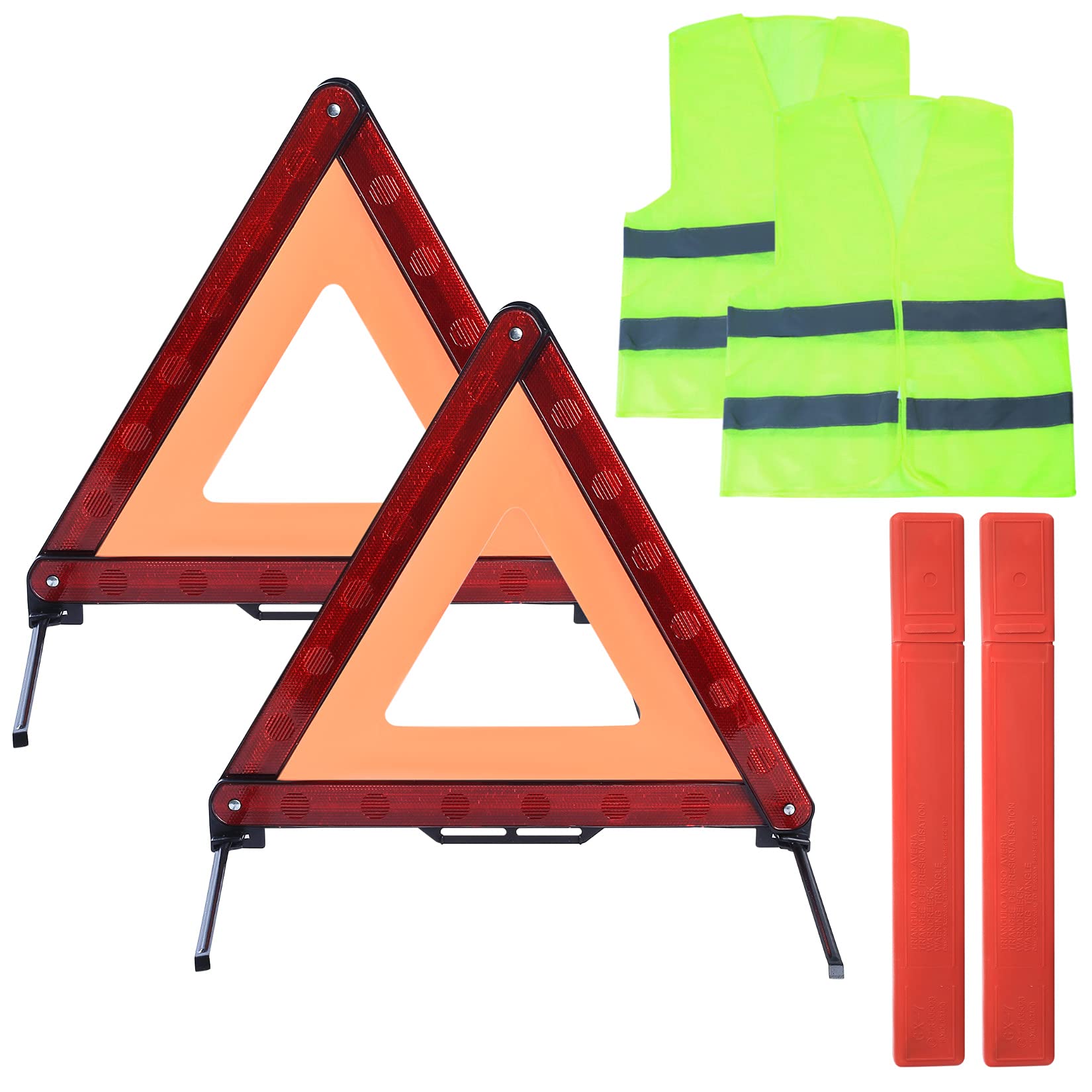 LJHOME Notfall-Warndreieck und 2 reflektierende Sicherheitswesten für Auto, LKW, SUV, 2 Stück von LJHOME