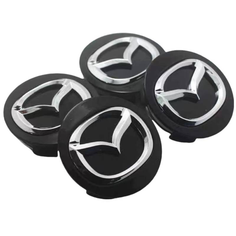 4 Stück Auto Nabenkappen für Mazda CX-5 2017-2023,Radnaben Ersatzrad Abdeckungen Felgendeckel Radnabenabdeckung Radmutterkappen Wasserdicht Felgen Zubehör,Black-A-56MM von LJJWIW