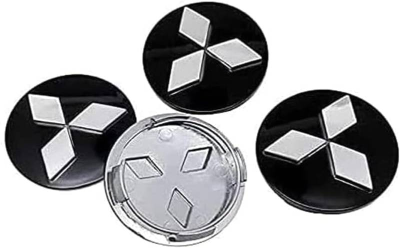 4 Stück Auto Nabenkappen für Mitsubishi ASX Lancer Outlander Eclipse Pajero 60mm,Radnaben Ersatzrad Abdeckungen Felgendeckel Radnabenabdeckung Radmutterkappen Wasserdicht Felgen Zubehör von LJJWIW