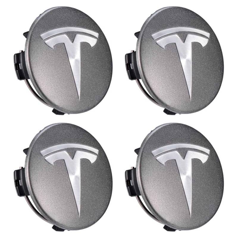 4 Stück Auto Nabenkappen für Tesla 60MM,Radnaben Ersatzrad Abdeckungen Felgendeckel Radnabenabdeckung Radmutterkappen Wasserdicht Felgen Zubehör von LJJWIW