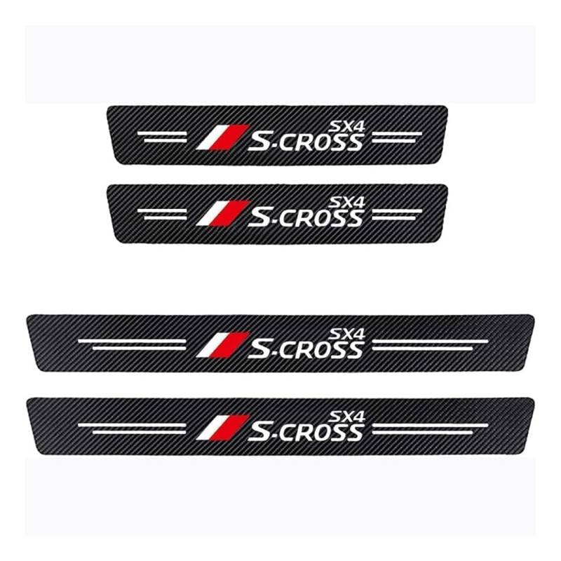 LJLBFB 4 Stück Einstiegsleisten Schutz für Suzuki S-Cross SX4, Autotürschwellenschutzleiste Leder Klebefolie, Verschleißfest Carbon Folie Auto Ladekantenschutz von LJLBFB
