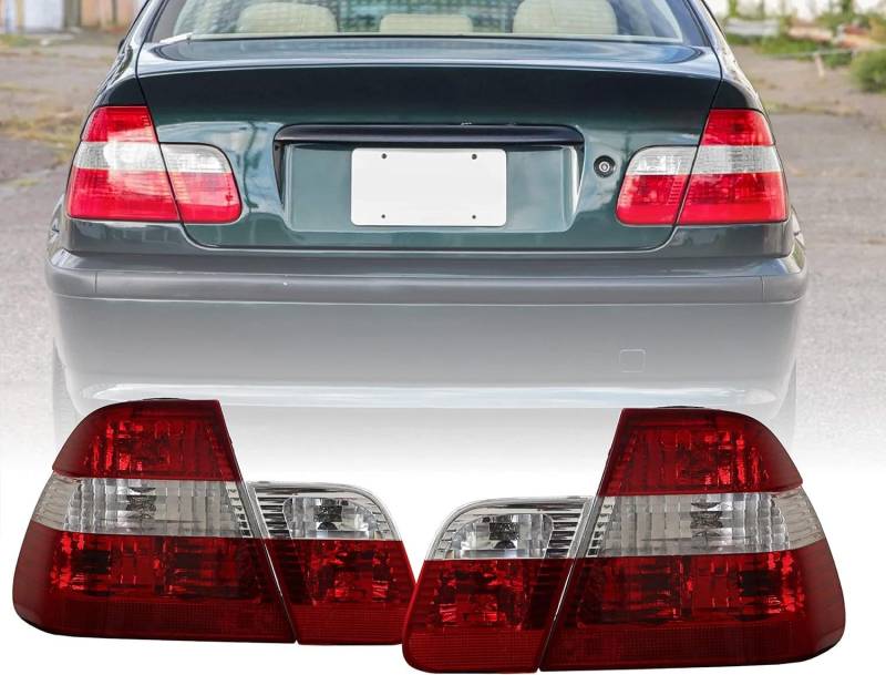 LJYBOOMWW Auto-Rücklicht für BMW3 Series E46 4 Doors Sedan 2002-2005, bieten gute Sichtbarkeit,Autoteile,Red A Pair von LJYBOOMWW
