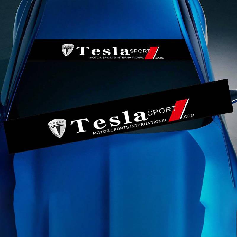 Auto Windschutzscheibenaufkleber, für Tesla Model Y 2020-2023 Windschutzscheibe Sonnenblende Streifen Autofenster Aufkleber Blendfreie Aufkleber von LKILFUWX