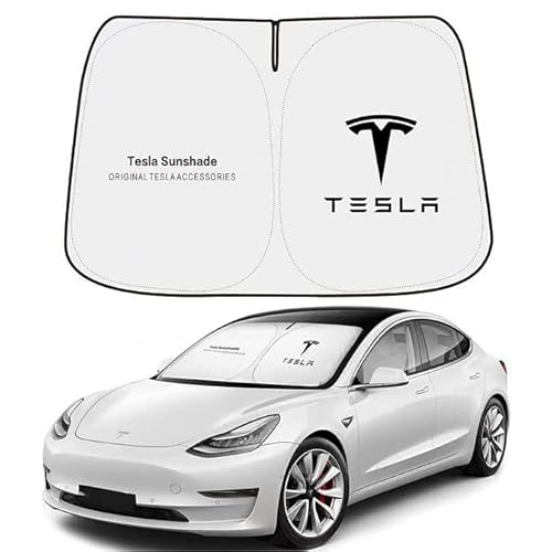 Sonnenschutz Auto Frontscheibe, Für Tesla Model S 2012-2020 Tesla Model Y 2020 2021 UV-Schutz Wärmeisolierter Sonnenschirm Auto Windschutzscheibe Sonnenschirm Regenschirm von LKILFUWX