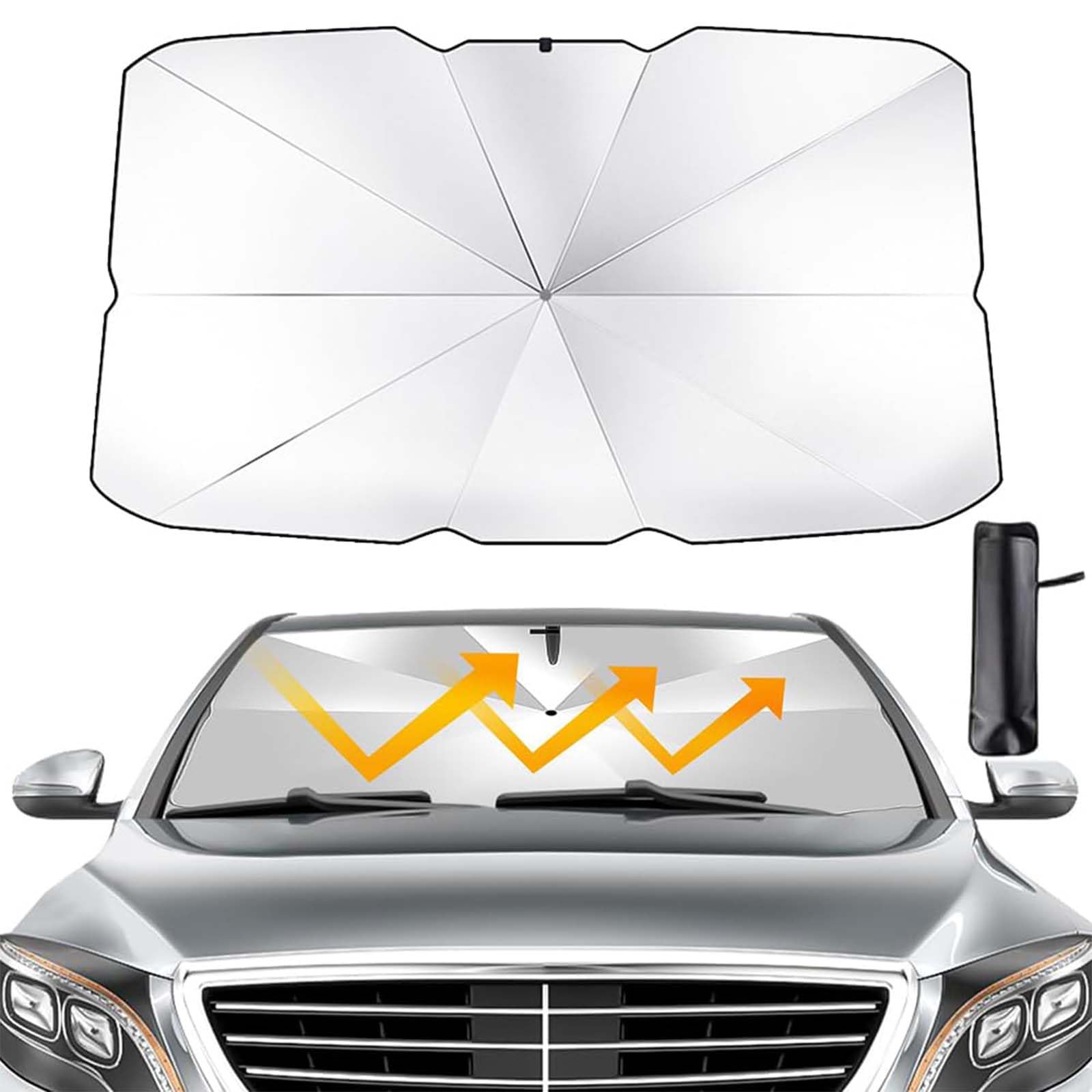 Sonnenschutz Auto Frontscheibe, Für Volvo V50 V60 V70 V90 XC40 XC60 XC70 XC90 UV-Schutz Wärmeisolierter Sonnenschirm Auto Windschutzscheibe Sonnenschirm Regenschirm,M(140 * 80cm) von LKILFUWX