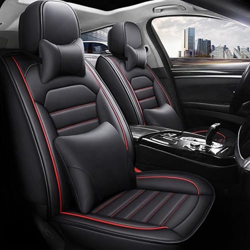 LKIOPSA Auto Leder Sitzbezüge Sets für VW T-Cross T-ROC T-ROC Sport Caravelle Sharan 2000-2023 2024, Allwetter rutschfest Wasserdicht Atmungsaktiv Auto Schonbezug Set, 5 Sitze Autositz Zubehör von LKIOPSA