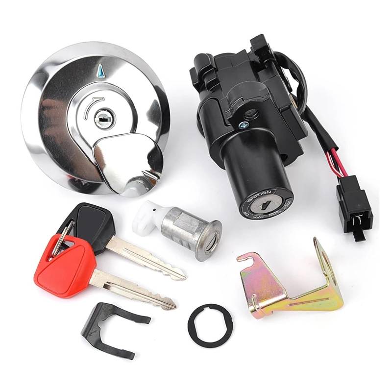 Motorradzündgerät Zündschloss Tankdeckel Sitzschloss Schlüsselsatz Für XL125V Für Varadero 2001-2006 35010-KPC-640 35100-KPC-640 17620-KPC-641 Zündspule von LKRGBXA