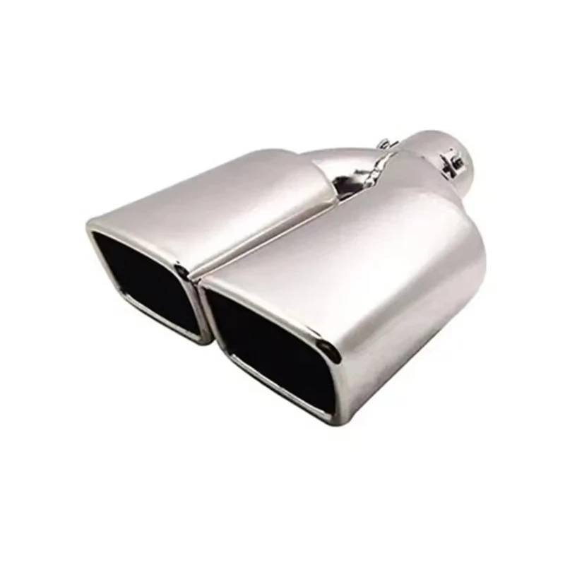 Schalldämpfer Spitze 1 STÜCK Universal-Doppelauslass-Auspuffrohrspitze, Düse, Endschalldämpfer, Quadratischer Einlass Aus Edelstahl, 63Mm. Auspuffblende Auto von LKRGBXA