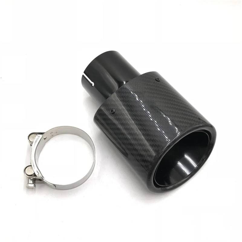 Schalldämpfer Spitze 1 STÜCKE Oval Slanted 95 * 115mm Carbon Fiber Auto Auspuff Dual Tipps Glänzend Schwarz Edelstahl Auspuff Schalldämpfer Rohre Auspuffblende Auto von LKRGBXA