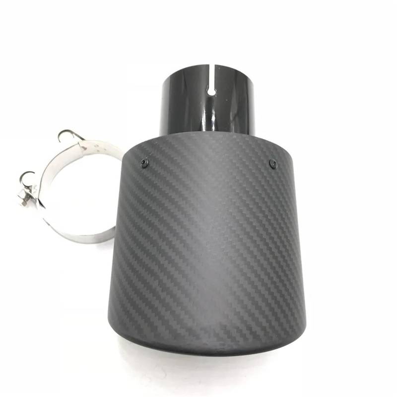 Schalldämpfer Spitze 1 STÜCKE Oval Slanted 95 * 115mm Carbon Fiber Auto Auspuff Dual Tipps Glänzend Schwarz Edelstahl Auspuff Schalldämpfer Rohre Auspuffblende Auto von LKRGBXA