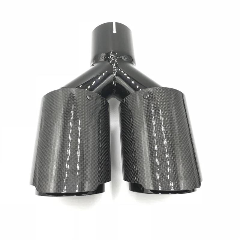 Schalldämpfer Spitze 1 Stücke 89MM Out Universal Schwarz Farbe Auspuffspitze Glänzend Carbon Fiber Schalldämpfer Rohr Für Auto Zubehör Auspuffblende Auto von LKRGBXA