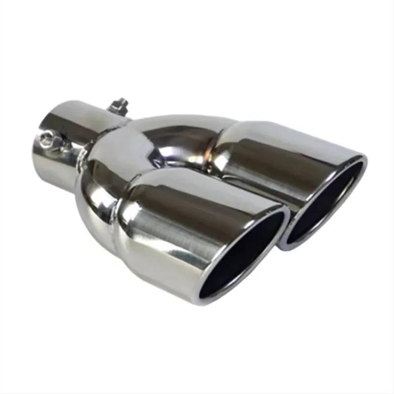 Schalldämpfer Spitze 1 Stücke Dual Outlet Auspuff Spitze Düse Edelstahl Schalldämpfer Schwanz Doppel Rohr Rohr Universal Auto Zubehör Auspuffblende Auto von LKRGBXA