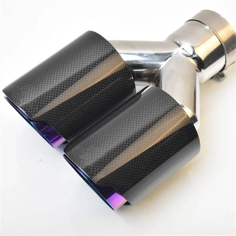 Schalldämpfer Spitze 1PC Glänzend Gerade Carbon Edelstahl Doppelspitze Gleich Lange Schalldämpfer Rohr Ende Schwanz Mitte Lila Auspuffspitze Auspuffblende Auto von LKRGBXA
