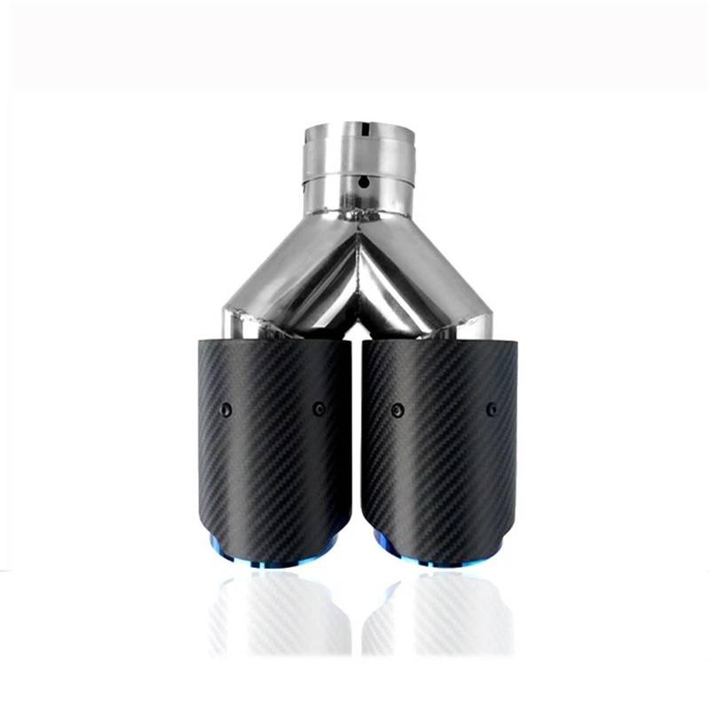 Schalldämpfer Spitze 1Pcs 2.5 "Inlet 63mm Doppel Auspuff Spitze Carbon Auto Auspuffrohr Hinten Spitze 3.5" Outlet Auspuffblende Auto von LKRGBXA
