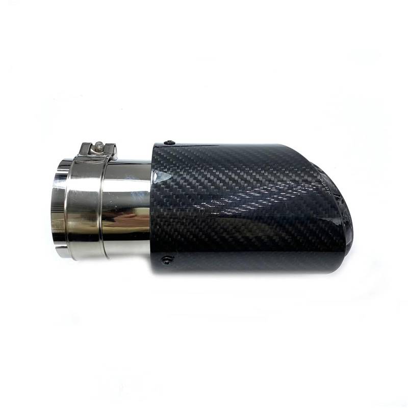 Schalldämpfer Spitze 3-lagige Twill Glossy Carbon Auto Schalldämpfer Spitze Universal Edelstahl Silber Auspuffrohr Schalldämpfer Düse Dekoration Für Auto Auspuffblende Auto von LKRGBXA