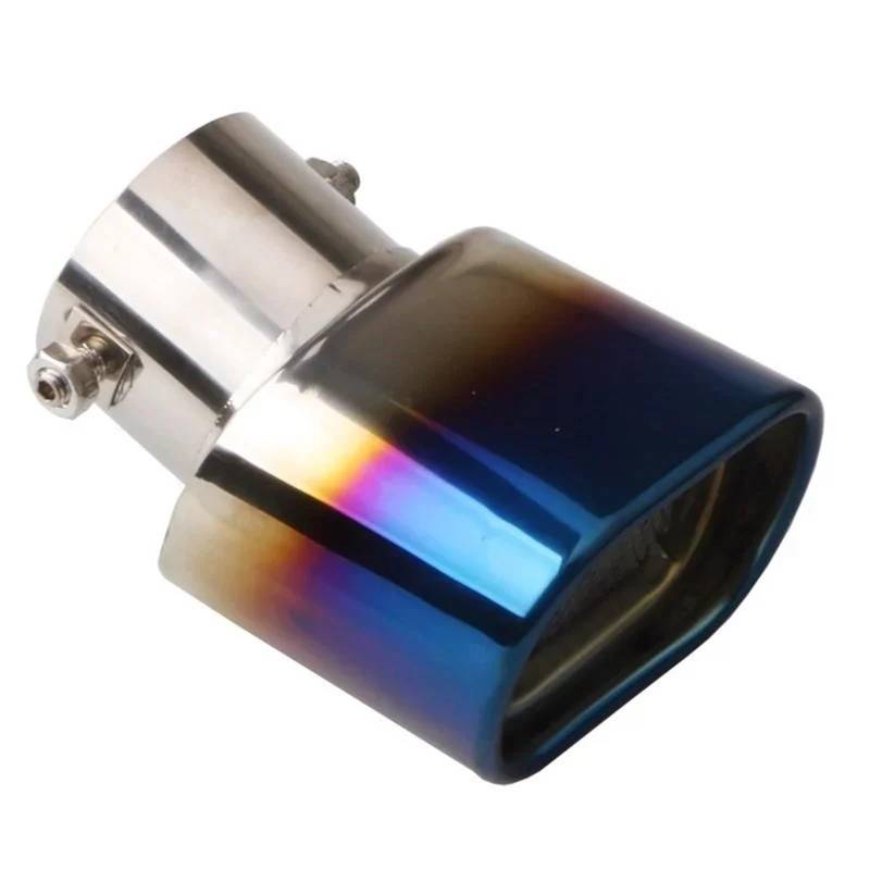 Schalldämpfer Spitze 63Mm Universal-Auspuffblende Für Autos, Quadratisch, Edelstahl, Modifizierte Heckkehle, Auspuffrohr, Geröstetes Blau Auspuffblende Auto von LKRGBXA