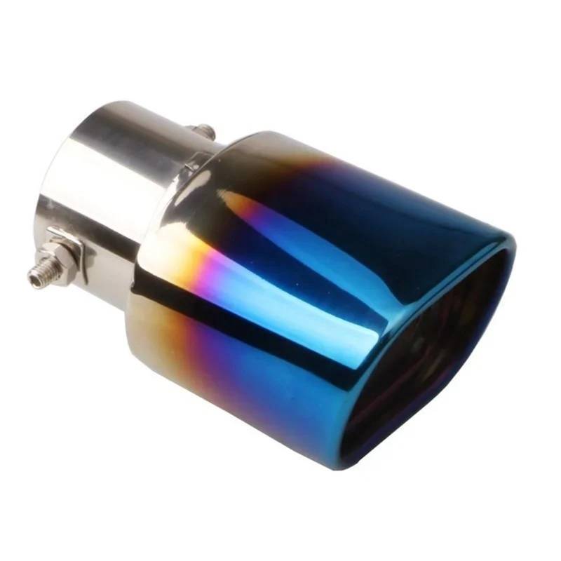 Schalldämpfer Spitze 63Mm Universal-Auspuffblende Für Autos, Quadratisch, Edelstahl, Modifizierte Heckkehle, Auspuffrohr, Geröstetes Blau Auspuffblende Auto von LKRGBXA