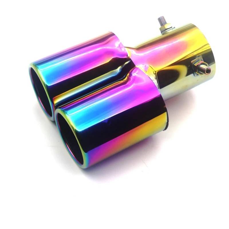 Schalldämpfer Spitze Dual Outlet Auspuff Spitze Edelstahl Tipps Schalldämpfer Schwanz Doppel Rohr Universal Auto Zubehör Auspuffblende Auto von LKRGBXA