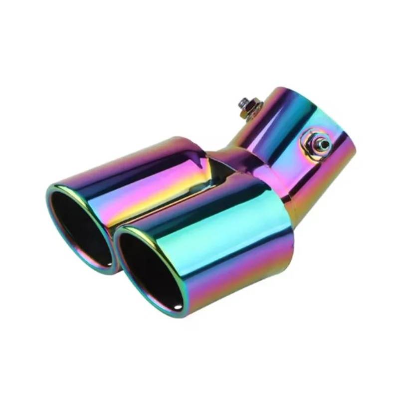 Schalldämpfer Spitze Farbe Endrohr Doppelrohr Schalldämpfer Edelstahl Auspuff Modifikation Zubehör Auspuffblende Auto von LKRGBXA