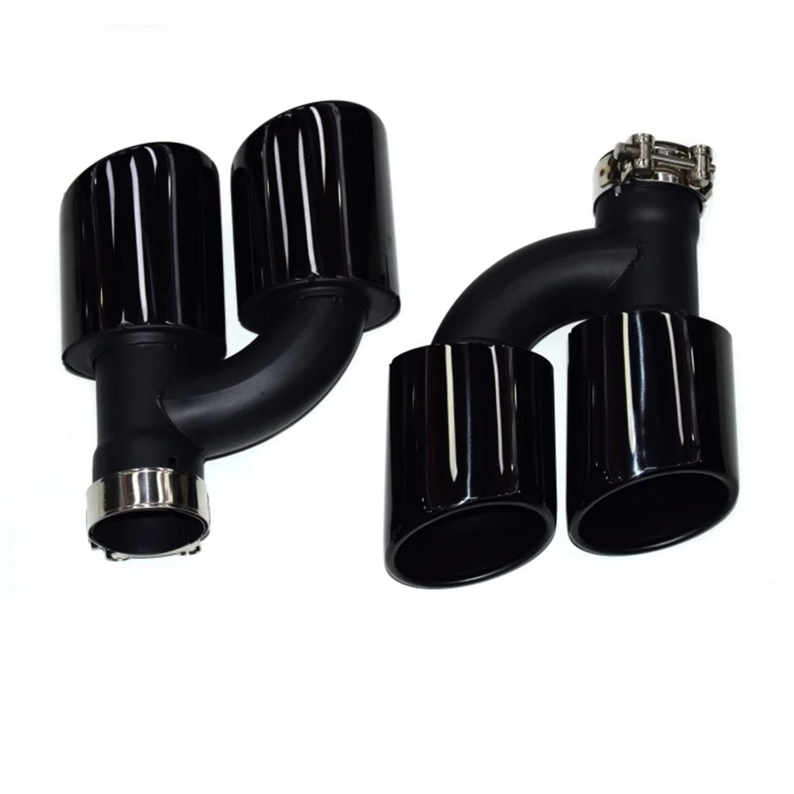 Schalldämpfer Spitze Für A4 Für A5 Für A6 Für A7 S4 S5 S6 S7 2 Teile/Satz Dual Out Edelstahl Auto Hinten Auspuffrohr Schwarz Schalldämpfer Spitze 60mm Düse Auspuffblende Auto von LKRGBXA