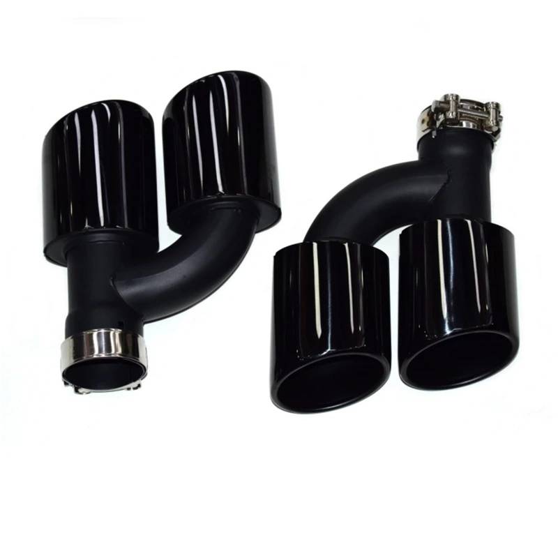 Schalldämpfer Spitze Für A4 Für A5 Für A6 Für A7 S4 S5 S6 S7 2 Teile/Satz Dual Out Edelstahl Auto Hinten Auspuffrohr Schwarz Schalldämpfer Spitze 60mm Düse Auspuffblende Auto von LKRGBXA