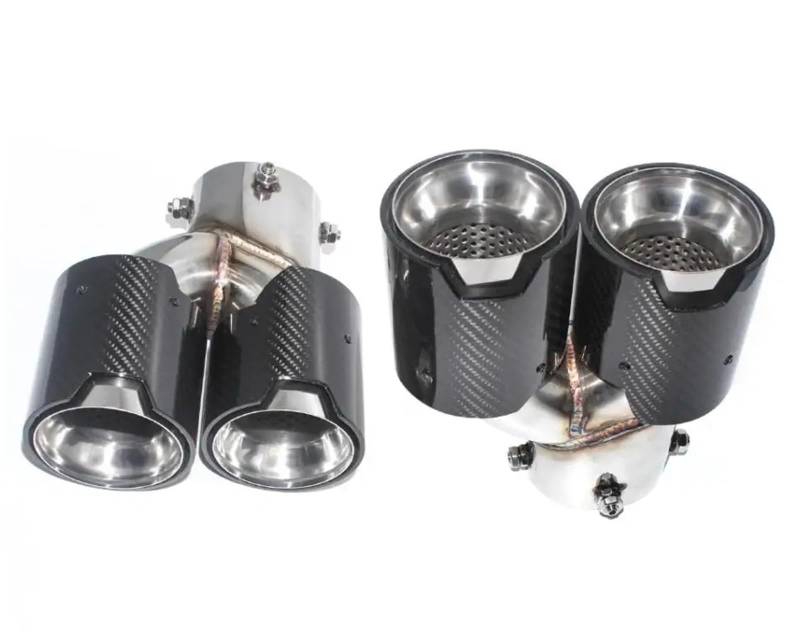 Schalldämpfer Spitze Für G23 M440i G20 G21 M340i G42 M240i 2021 2022 2023 1 Paar Auspuffblenden Glänzend Silber 4 Outlet Carbon Fiber Head Auspuffblende Auto von LKRGBXA