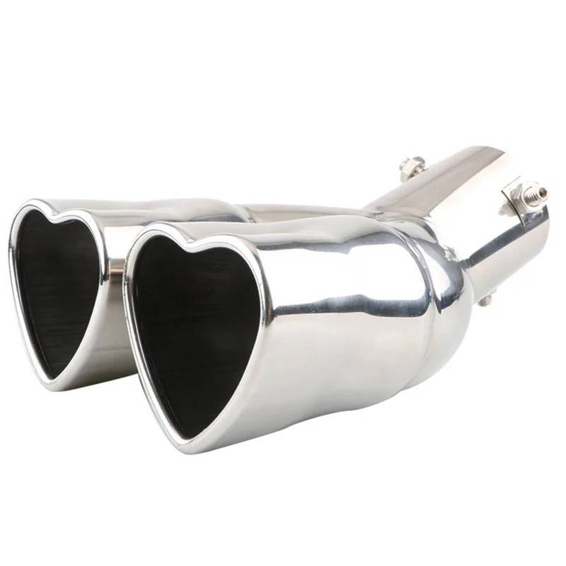 Schalldämpfer Spitze Universal-Auspuffanlagen Love Type 63mm Schalldämpfer Edelstahl Silber Bunte Spitzen Schalldämpfer Endrohr Autozubehör Auspuffblende Auto von LKRGBXA