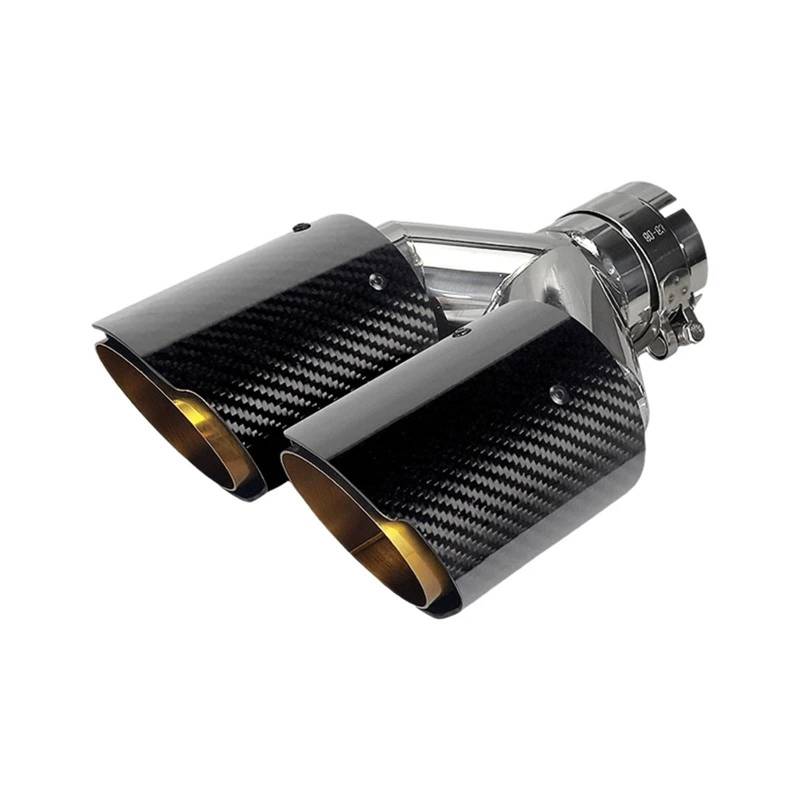 Schalldämpfer Spitze Universal Auto Modify Carbon Fiber Glossy Schalldämpferspitze Y-Form Doppelausgang Auspuffrohrdüse Dekoration Edelstahl Endrohr Auspuffblende Auto von LKRGBXA