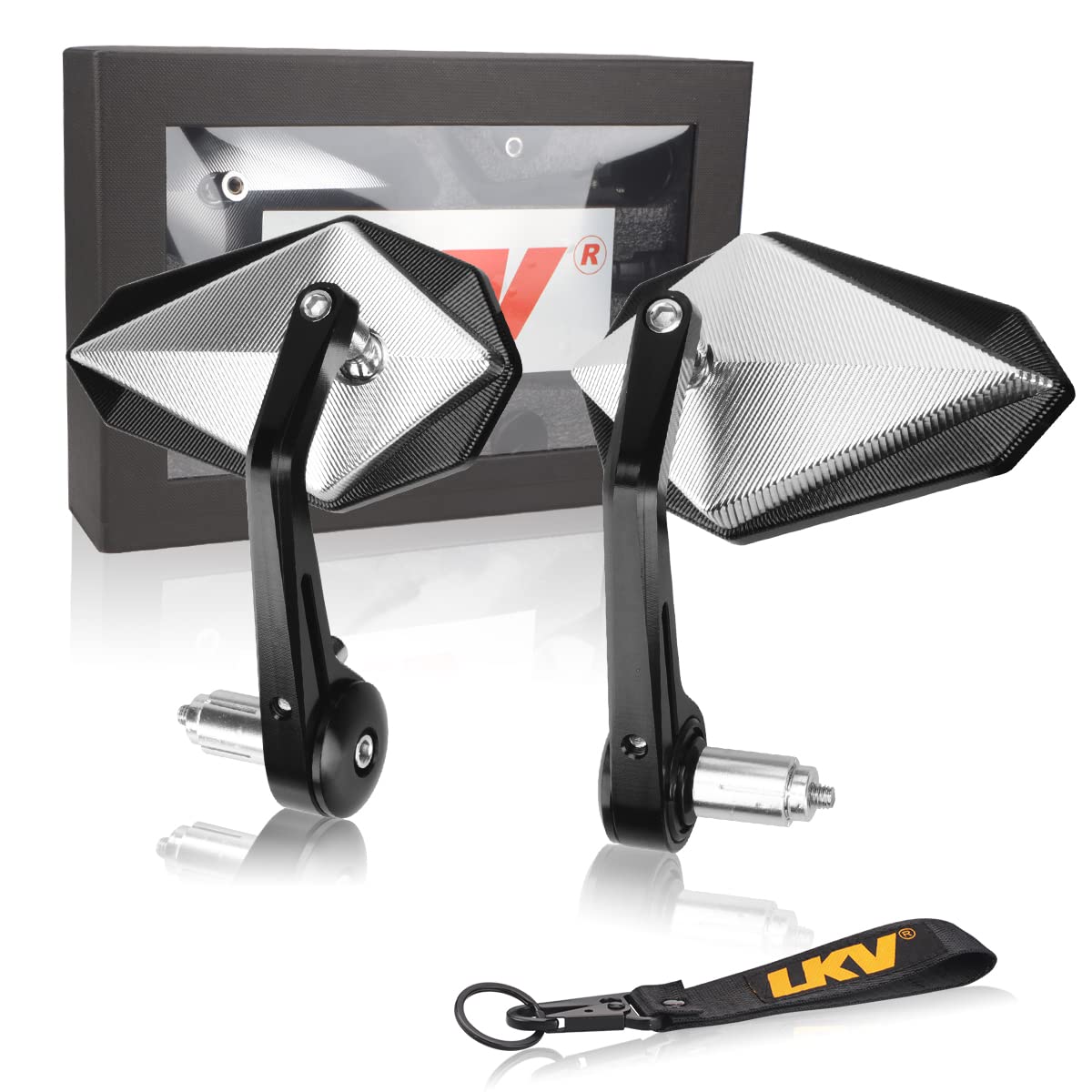 LKV Konvexer Spiegel für Lenker, Anti-Blau, 360 Grad, CNC-Aluminiumlegierung, Spiegel für Motorrad, mit 22 mm Lenkerende für Kawasaki, ATV, Dirtbike, Cruiser, Roller, Schneemobil, LKV Konvexer Spiegel für Lenker, Anti-Blau, 360 Grad, CNC-Aluminiumlegierung, Spiegel für Motorrad, mit 22 mm Lenkerende für Kawasaki, ATV, Dirtbike, Cruiser, Roller, Schneemobil, von LKV
