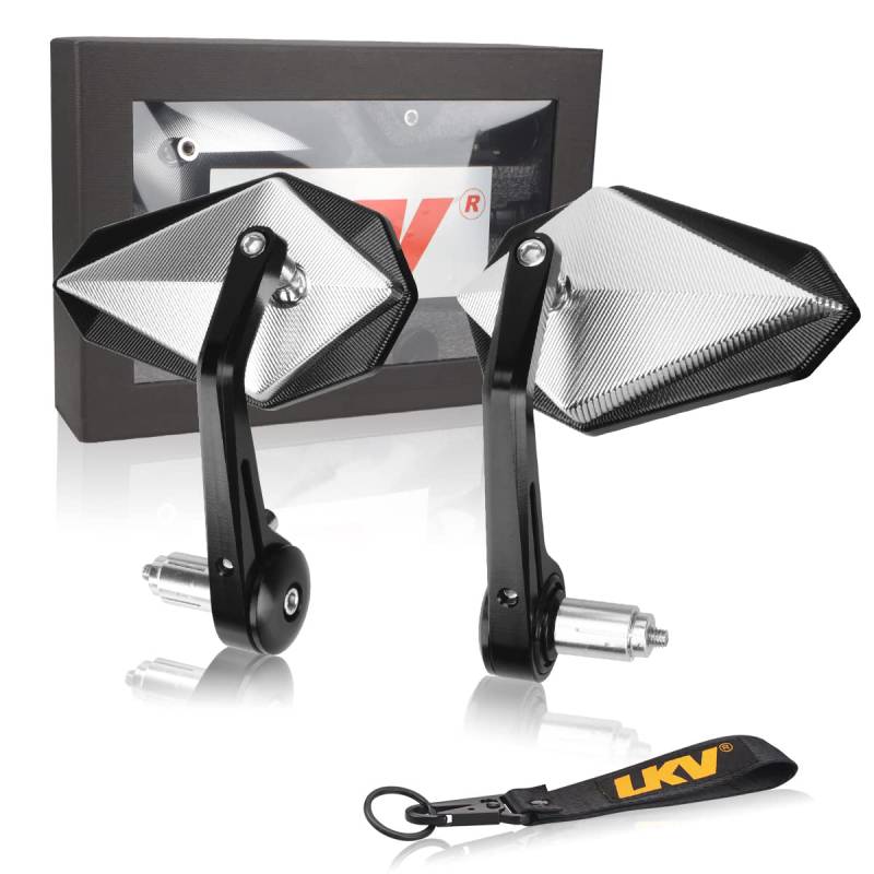 LKV Konvexer Spiegel für Lenker, Anti-Blau, 360 Grad, CNC-Aluminiumlegierung, Spiegel für Motorrad, mit 22 mm Lenkerende für Kawasaki, ATV, Dirtbike, Cruiser, Roller, Schneemobil, von LKV