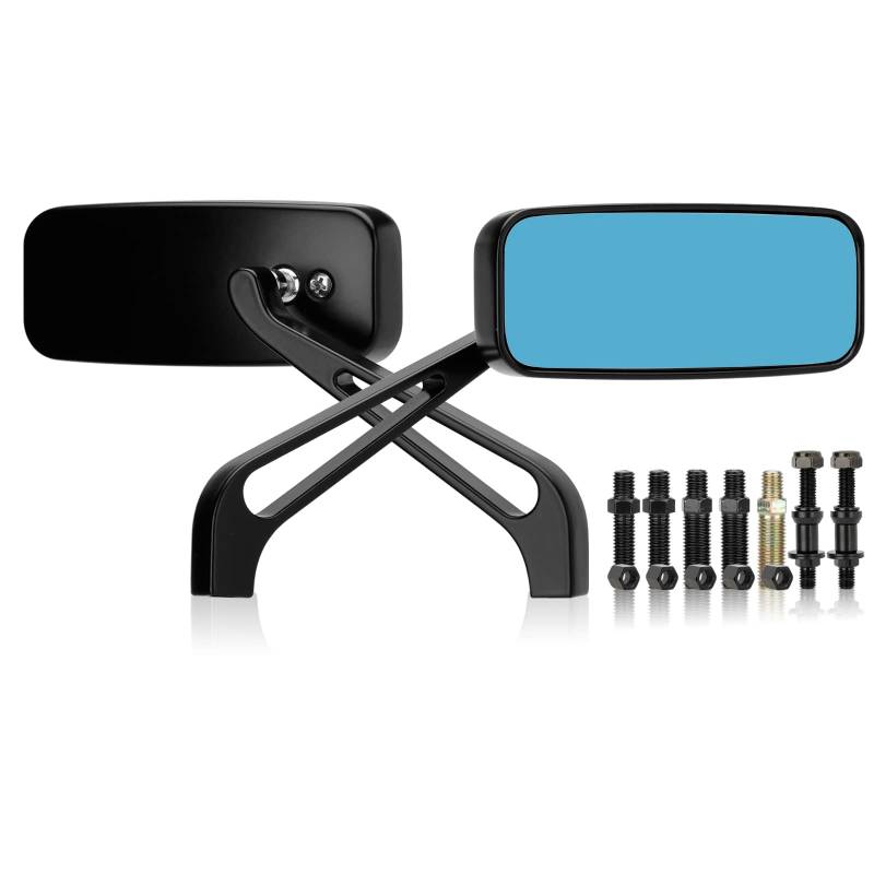 LKV Seitenspiegel, 8 mm/10 mm, rechteckig, für Bobber Sportster XL883 1200 48 Dyna Street Glide Softail Low Rider von LKV
