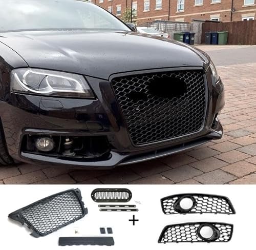 Kühlergrill Frontgrill Wabengrill kompatibel mit A3 8P 08-13 inkl.Lüftungsgitter Für Modelle mit und ohne PDC (Park Distance Control) Nicht passend für S-Line, S3 und RS3 von LLCTOOLS