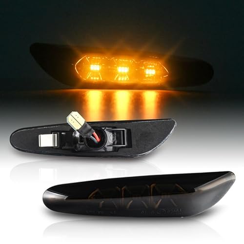 LLCTOOLS - Hell leuchtender LED Seitenblinker - LED Blinker Auto mit E-Prüfzeichen - Voll-LED Blinker mit CAN-Bus-Technologie - Passend für BMW E46, E90, E91, E60, E61, E82, E87 - Komplettes Teil von LLCTOOLS