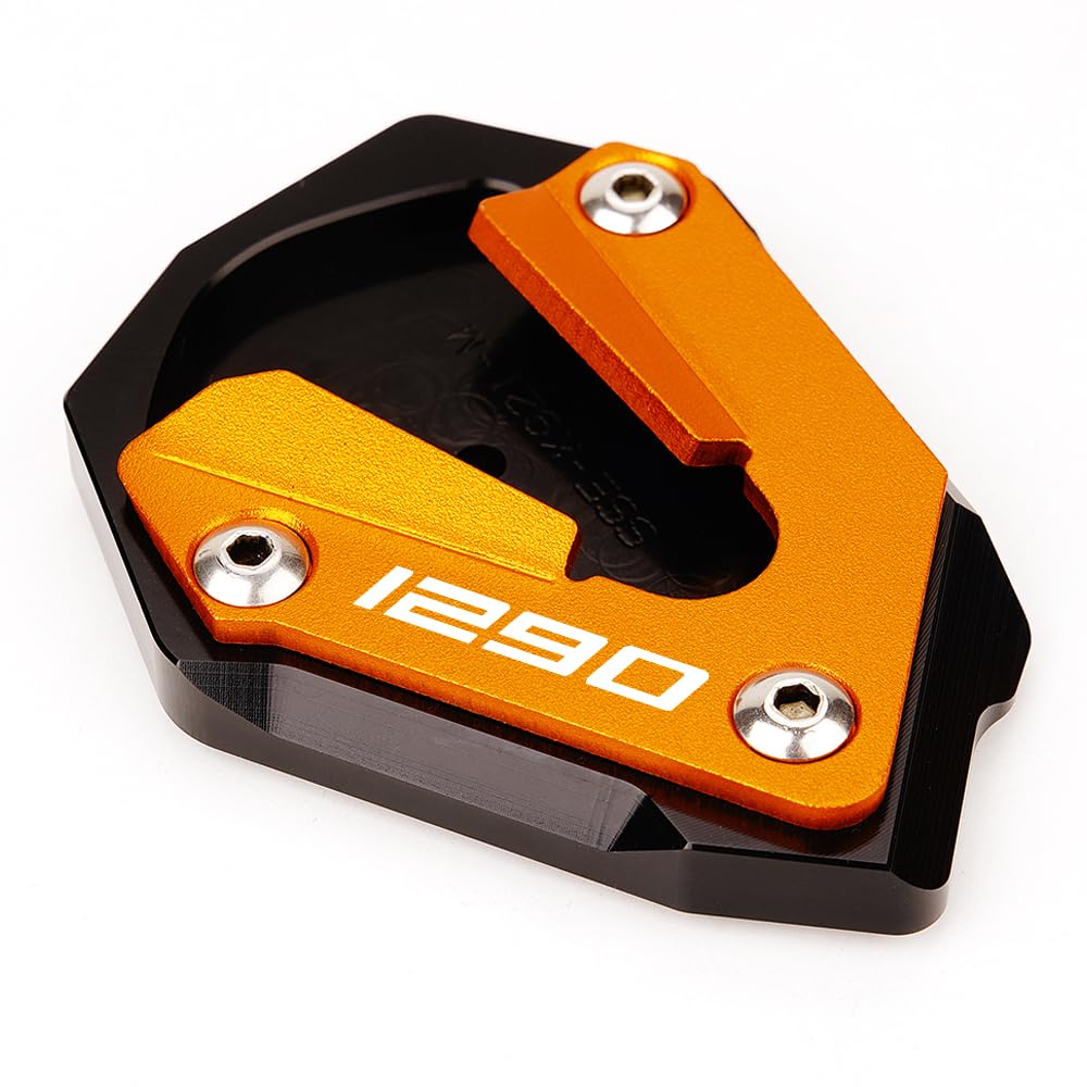 LLIDFONK Für KTM 1290 SUPER ADVENTURE S 1290 SAS 2021-2024 Aluminium Motorrad Zubehör Ständer Fuß Seitenständer Vergrößertes Pad Stützpad (Orange Schwarz) von LLIDFONK
