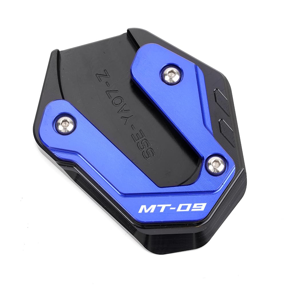 LLIDFONK Für Yamaha MT09 SP MT 09 MT-09 2015-2024 2025 Aluminium Motorrad Zubehör Ständer Fuß Seitenständer Vergrößerungspad Stützplatte (Blau) von LLIDFONK