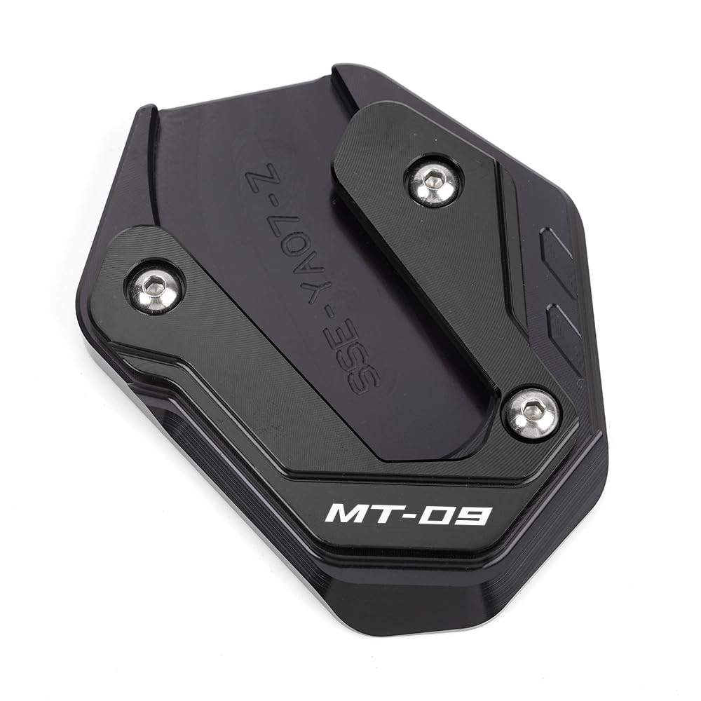 LLIDFONK Für Yamaha MT09 SP MT 09 MT-09 2015-2024 2025 Aluminium Motorrad Zubehör Ständer Fuß Seitenständer Vergrößerungspad Stützplatte (Schwarz) von LLIDFONK