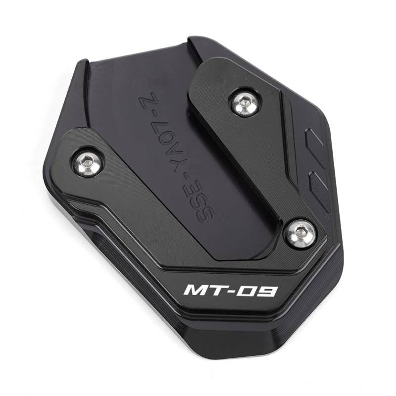 LLIDFONK Für Yamaha MT09 SP MT 09 MT-09 2015-2024 2025 Aluminium Motorrad Zubehör Ständer Fuß Seitenständer Vergrößerungspad Stützplatte (Schwarz) von LLIDFONK