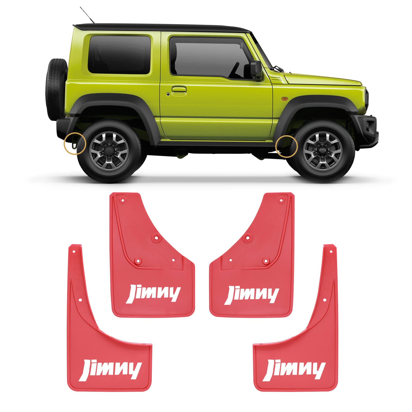 4 Stück Auto Schmutzfänger Spritzschutz Vorne und Hinten Fender Kompatibel mit Suzuki Jimny 2019-2021 (Red with Logo) von LLKLKL