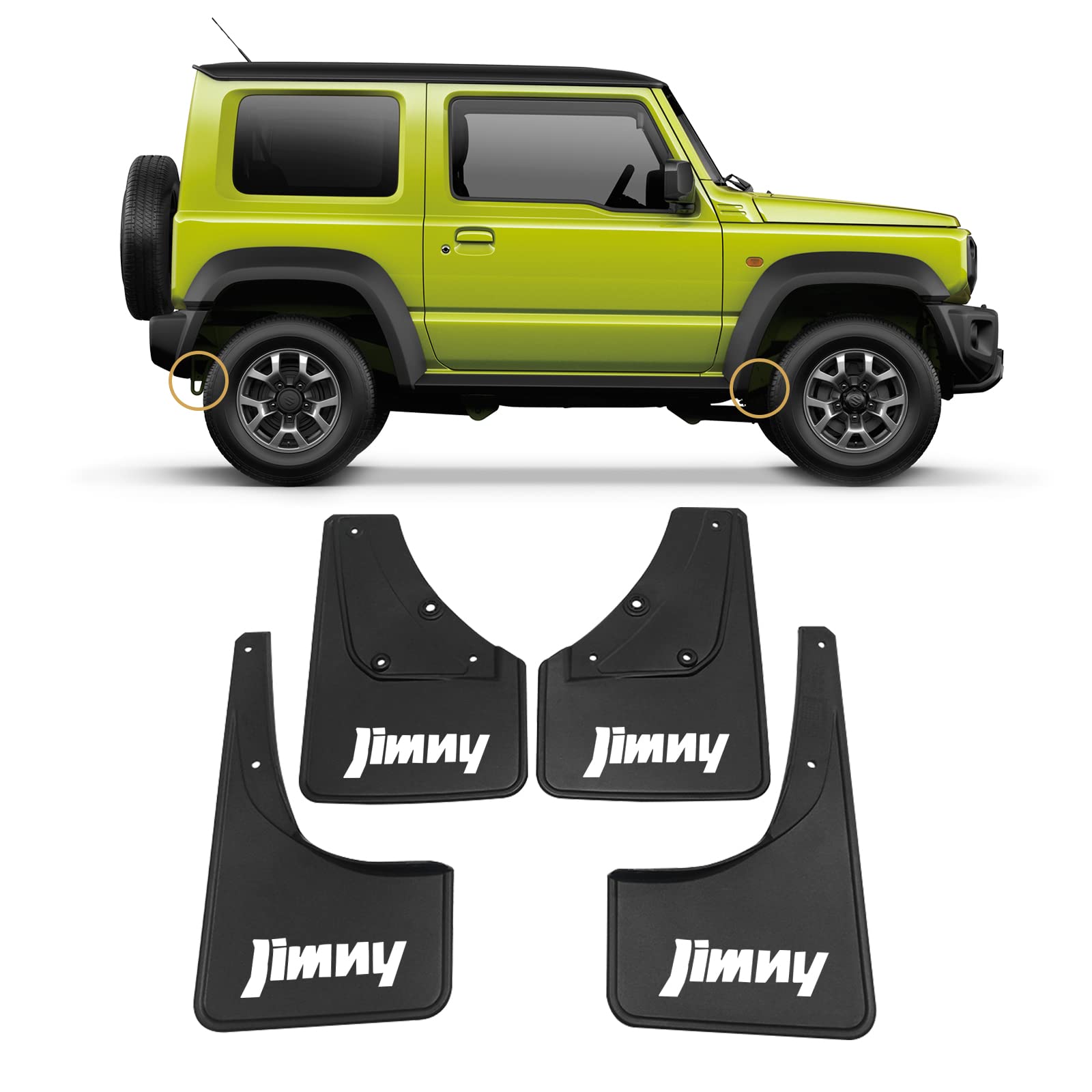 4 Stück Auto Schmutzfänger Spritzschutz Vorne und Hinten Fender Kompatibel mit Suzuki Jimny 2019-2021 (schwarz mit Logo) von LLKLKL