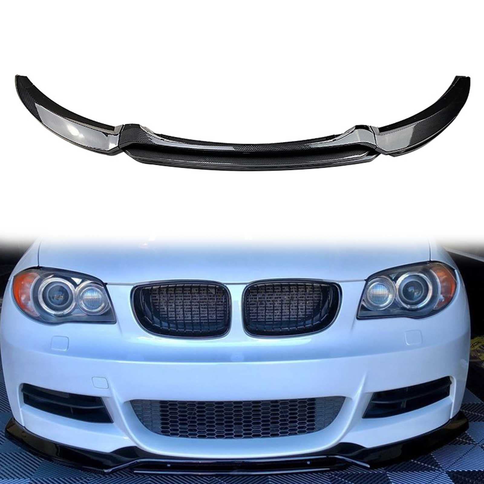 Frontstoßstange Lippe Kompatibel mit B-MW 1er E82 E88 2008-2013 Frontspoiler Lippe vorne Spoiler unten Frontlippe Frontspoiler Lippe 3-in-1 Frontspoiler Autoantikollisionsschutz Body Kit von LLKLKL