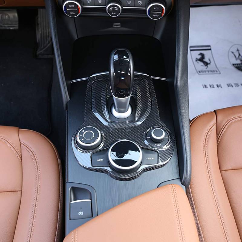 LLKUANG Echte Kohlefaser für Alfa Romeo Giulia Stelvio 2016–2019 Auto Mittelkonsole Dekoration Rahmen Verkleidung von LLKUANG
