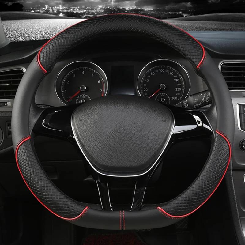 Auto Lenkradbezug,Für Dacia Spring Crossover 2021 2022 2023 2024,Anti Rutsch Atmungsaktiv Lenkradabdeckung Lenkradschoner Dekozubehör,A-Red-Type D von LLL6zzzK