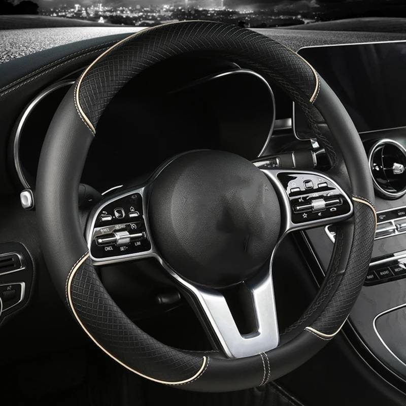 Auto Lenkradbezug,Für Mercedes Benz C-Class Cabriolet 2016-2023,Anti Rutsch Atmungsaktiv Lenkradabdeckung Lenkradschoner Dekozubehör,D-Brown-Type O von LLL6zzzK