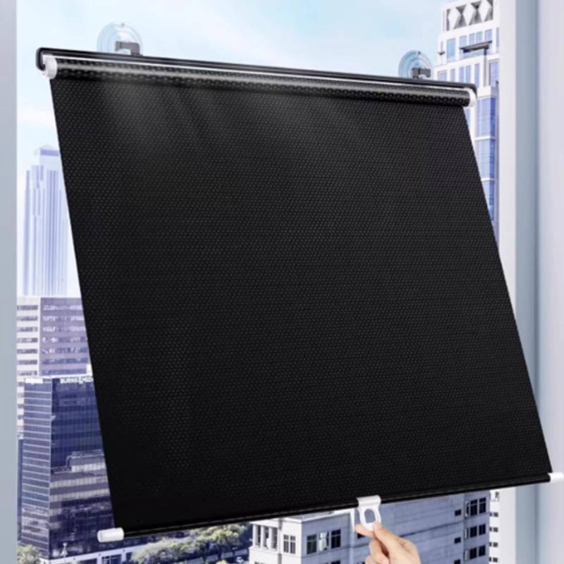 Verdunkelungsrollo mit Saugnäpfen Fensterrollo Einziehbar Tragbare Ohne Bohren Temporäre Jalousien Auto Sonnenschutz Vorhang Schwarz Sichtschutzvorhang Sonnenschutzfolie von LLPEIJIE026