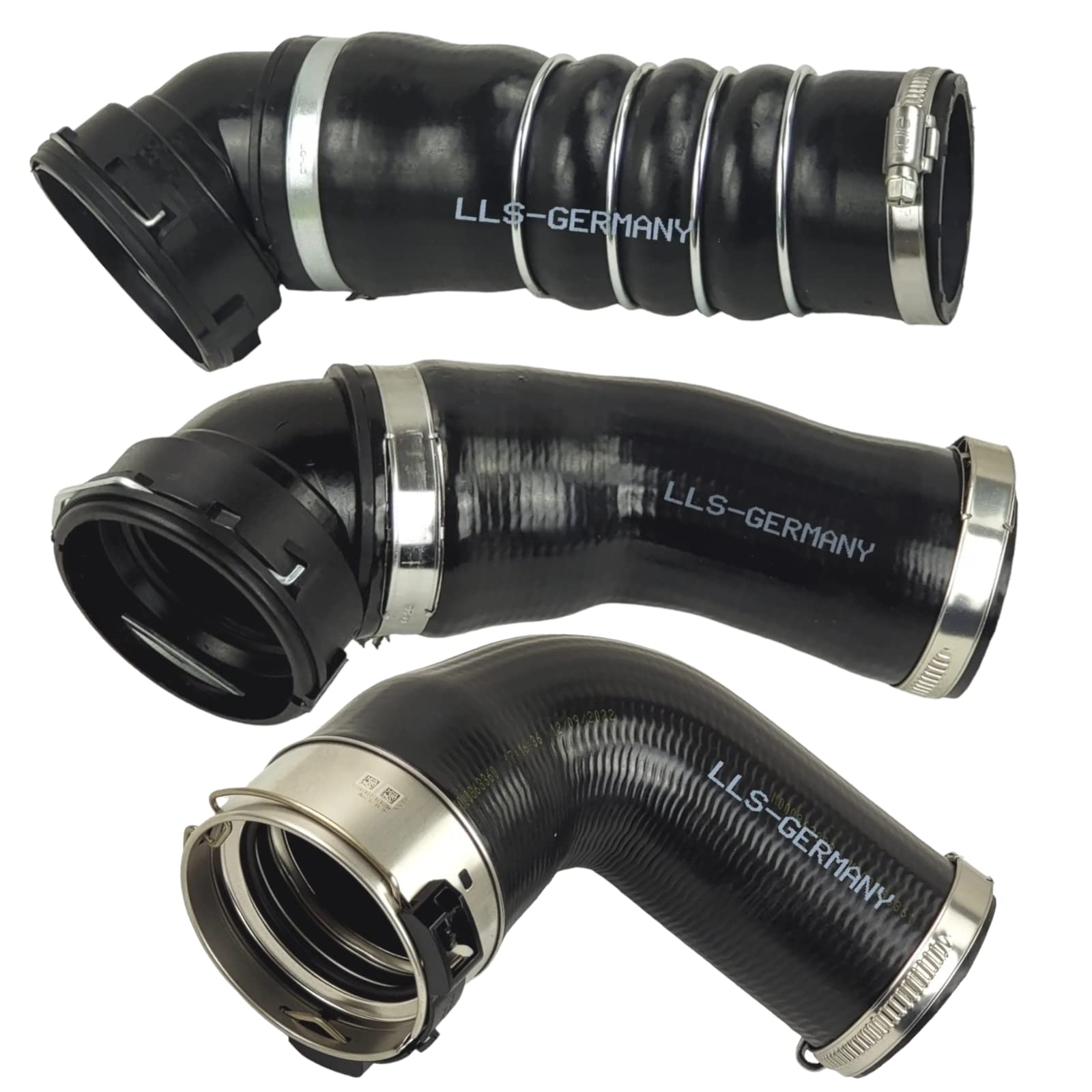 Ladeluftschlauch Turboschlauch Kompatibel mit B M W E60 E61 5er 525d xd 197 PS 530d xd 231PS 235 PS SET von LLS