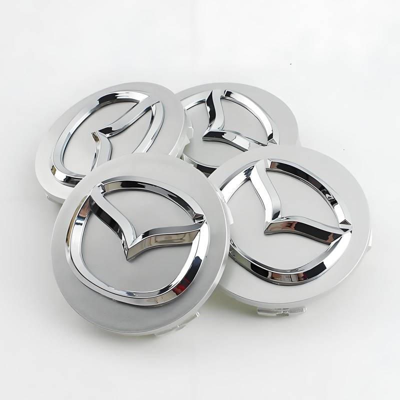 LLTSNT 4 Stück Nabendeckel für Mazda 60mm, Radnabenkappen Felgenkappen Felgendeckel Nabenkappen Wheel Caps Radnabenabdeckung,Silver von LLTSNT