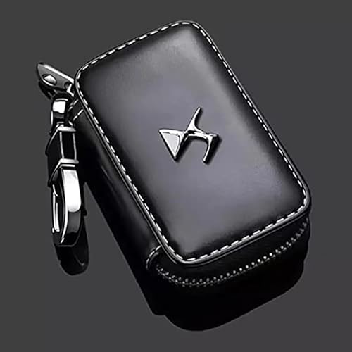 LLTSNT Schlüsseletui Schlüsseltasche Auto Schlüsselanhänger für DS Spirit DS3 DS4 DS4S DS5 DS 5LS DS6 DS7 2021,Schutzhülle für Autoschlüssel mit Leder-Schlüsselgehäuse,Black von LLTSNT