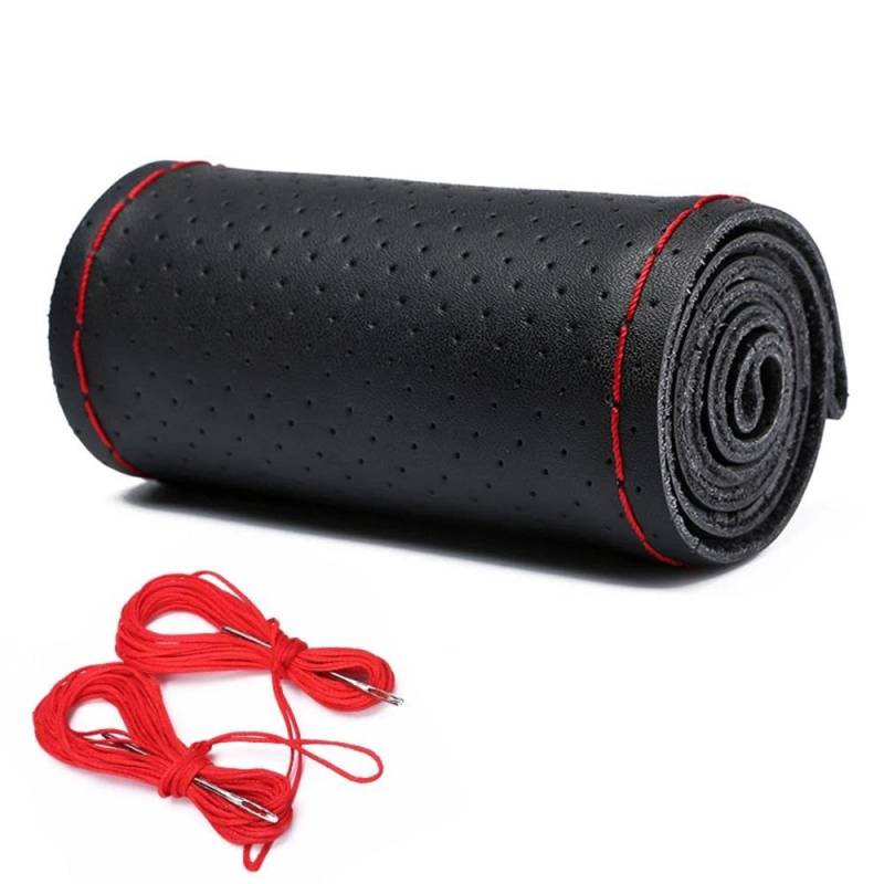 Auto Lenkradbezug 18 ”Auto Lenkrad Abdeckung 45cm Auto Zubehör Innen Lenkrad Abdeckung(Black-Red) von LLYIXUAI