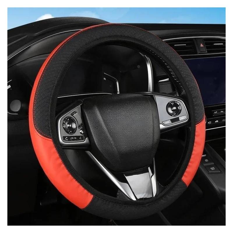 Auto Lenkradbezug 37-38,5 cm Auto Lenkrad Abdeckung Lenkung Abdeckungen Auto Dekoration Carbon Faser(02-red) von LLYIXUAI