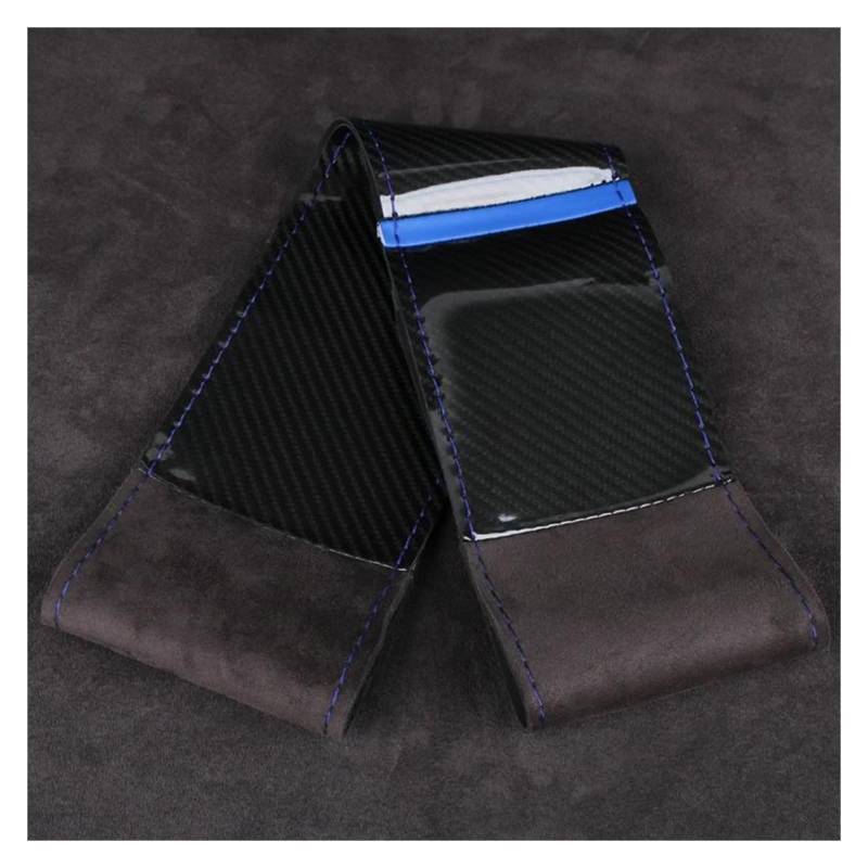 Auto Lenkradbezug 38cm Carbon Fiber Auto Lenkrad Abdeckung Auto Lenkrad Schutzhülle(Style A Blue Thread) von LLYIXUAI